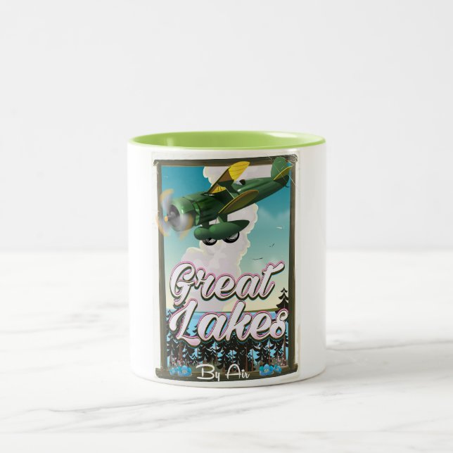 Underbara reseaffischen Sjöar flygplan Två-Tonad Mugg (Center)