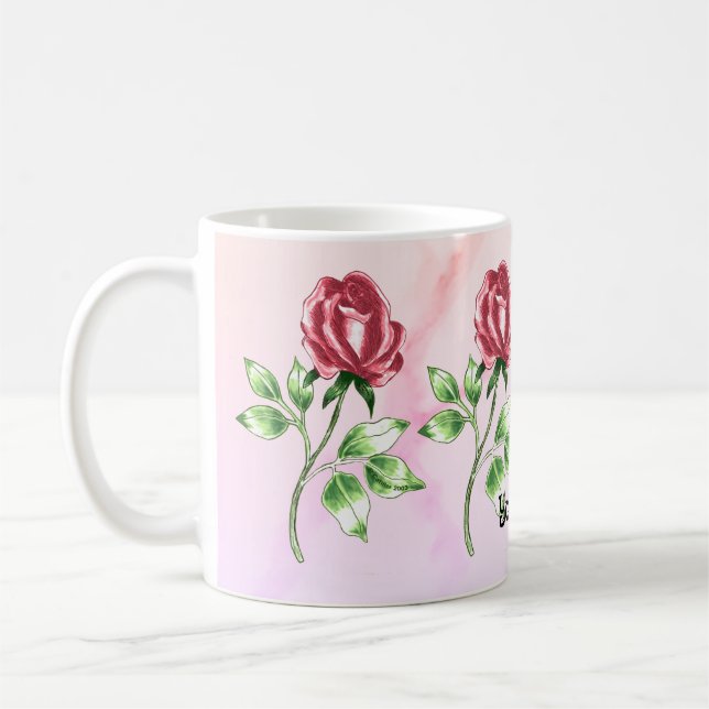 Underbara röda rosemuggar kaffemugg (Vänster)