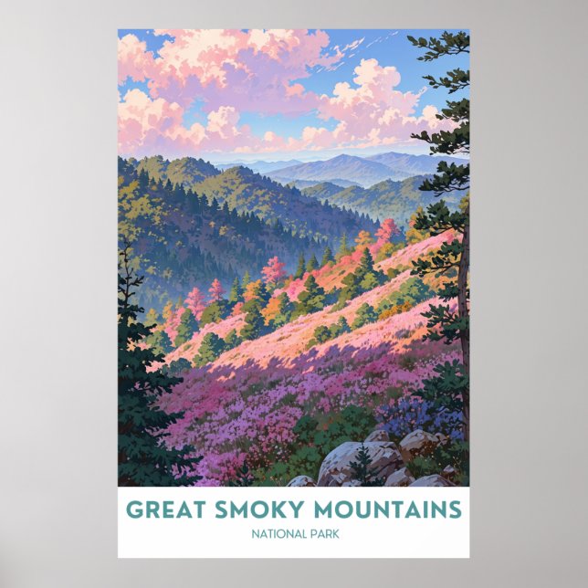 Underbara rökiga berg - nationalpark poster (Framsidan)