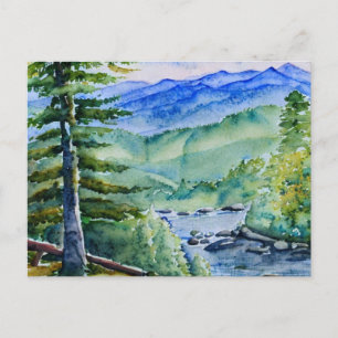 Underbara rökiga berg nationalpark Watercolor P Vykort
