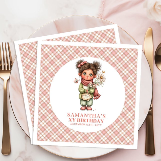 Underbara Rosa Änglaliknande Rosa 6-års Födelsedag Pappersservett (Lovely Blush Fairy Pink 6th Birthday Party Napkins)