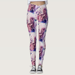 Underbara rosa ros krysantemum blommor Leggings