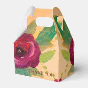 Underbara rosblommiga bröllopsfavoriter presentaskar