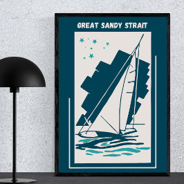 Underbara Sandy Strait i Queensland - Vintage Sail Poster