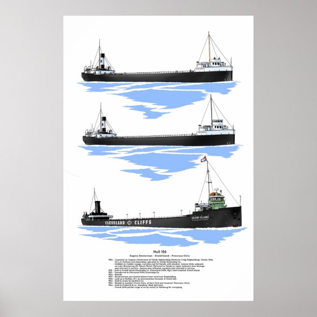 Underbara Sjöar Freighter Grand Island-historien P Poster (Framsidan)