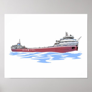 Underbara Sjöar freighter Wilfred Sykes raka däck Poster