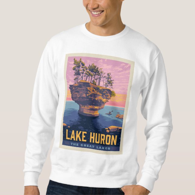 Underbara Sjöar | Sjö Huron Lång Ärmad Tröja (Framsida)