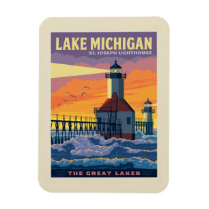 Underbara Sjöar Sjö Michigan Magnet