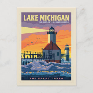 Underbara Sjöar Sjö Michigan Vykort