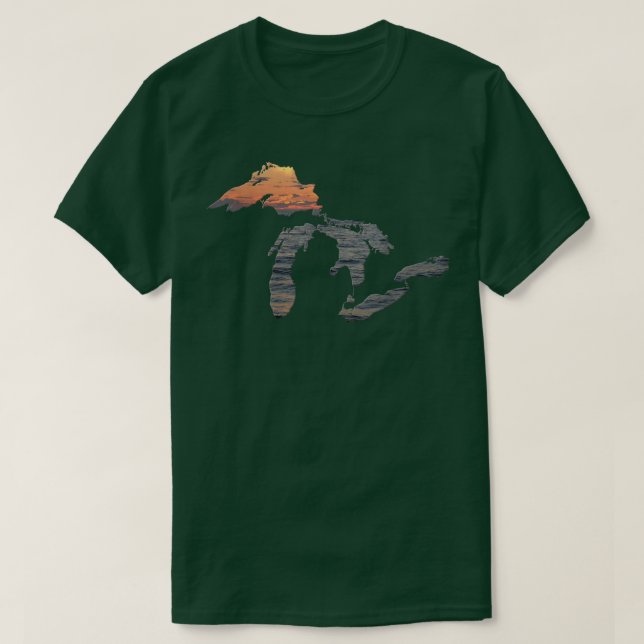 Underbara    sjöarSolnedgång över Sjö överkant Tee (Design framsida)