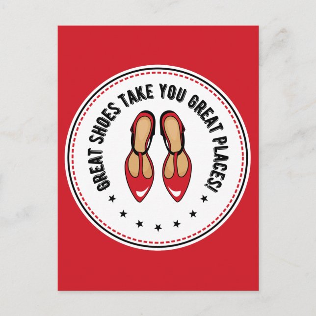 Underbara skon tar dig Underbar Ställe i cute Shoe Vykort (Framsida)