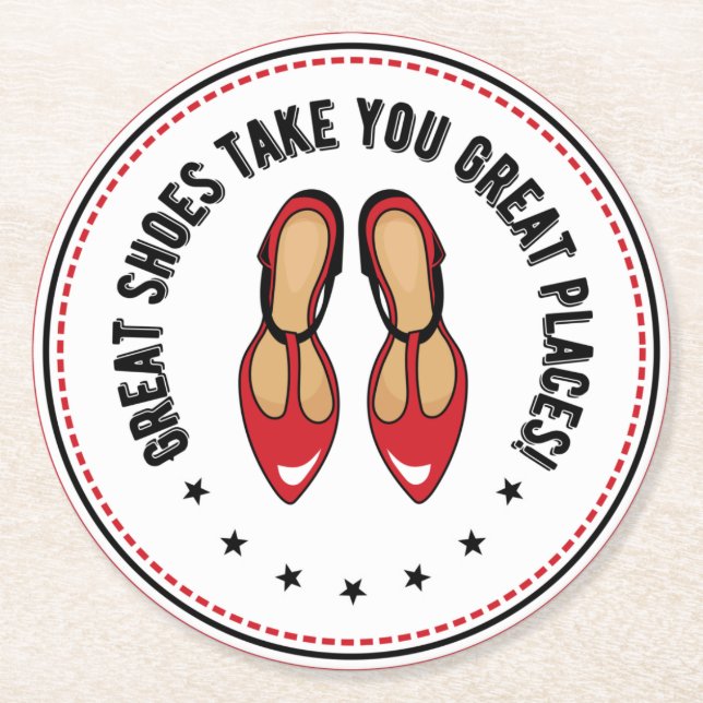 Underbara skon tar dig Underbara Ställe-slingor Underlägg Papper Rund (Framsidan)