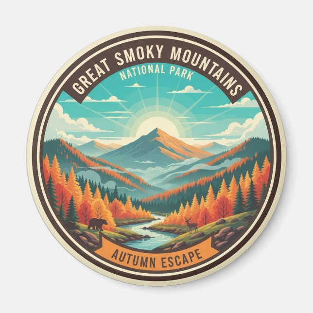 Underbara Smoky Mountains Souvenir Magnet (Framsidan)