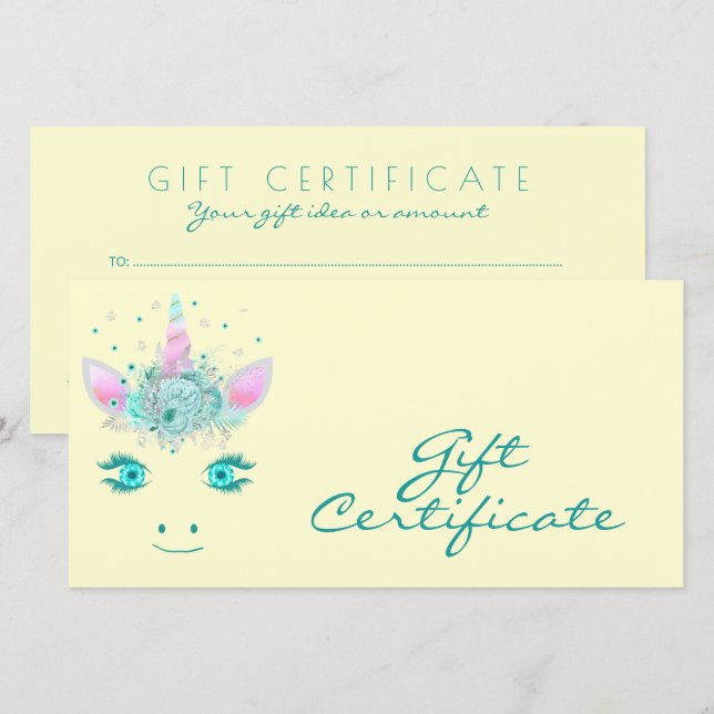 Underbara söta enhörningsblommor ansikte 1 certifi (Fram/baksida)