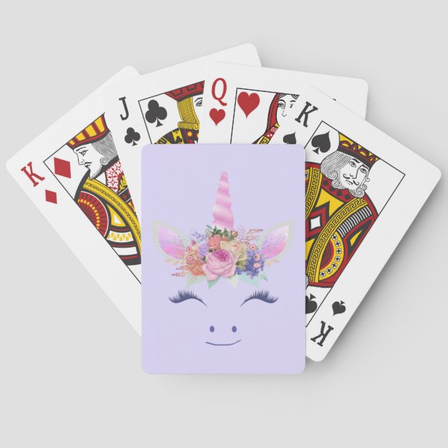 Underbara söta enhörningsblommor Ansikte 2 Casinokort (Baksidan)