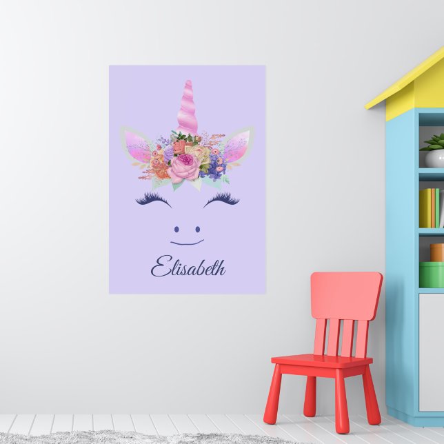 Underbara söta enhörningsblommor Ansikte 2 Poster (Barnkammare 1)