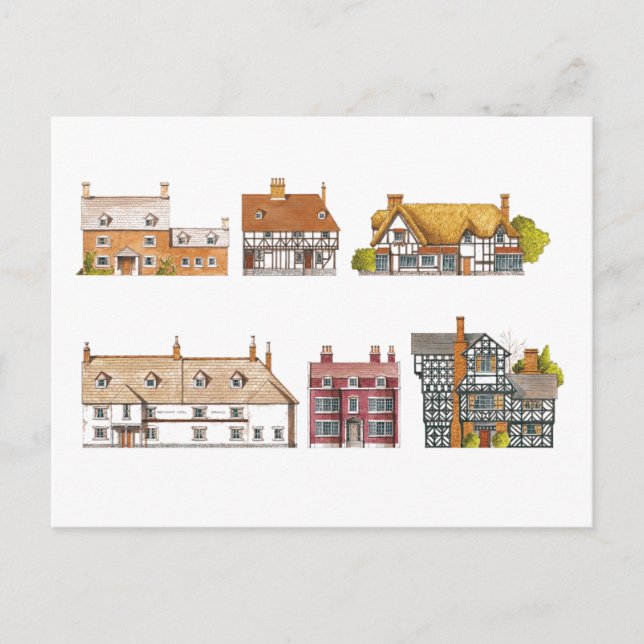Underbara Storbritannien. Landsbygdshus Vykort (Framsida)