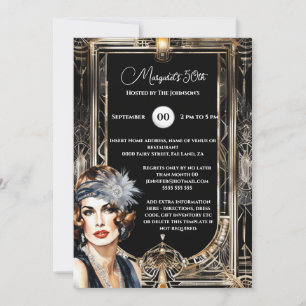 Underbara temat Gatsby 1920's flapper art deco Inbjudningar