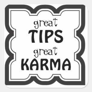 Underbara tips Underbara Karma Tip Burk Fyrkantigt Klistermärke