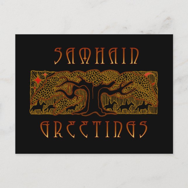 Underbara Träd-samhain-kortet Vykort (Framsida)