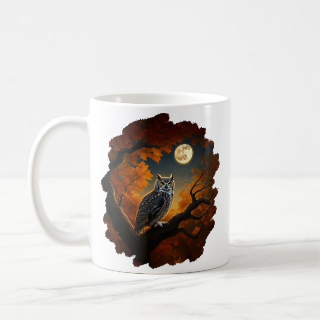 Underbara Uggla i höst Kaffemugg (Vänster)