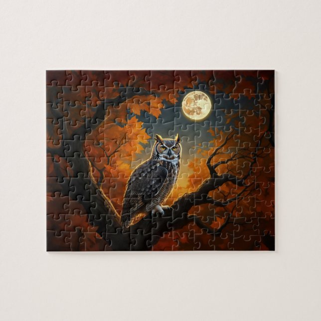 Underbara Uggla i höst Pussel (Horisontell)