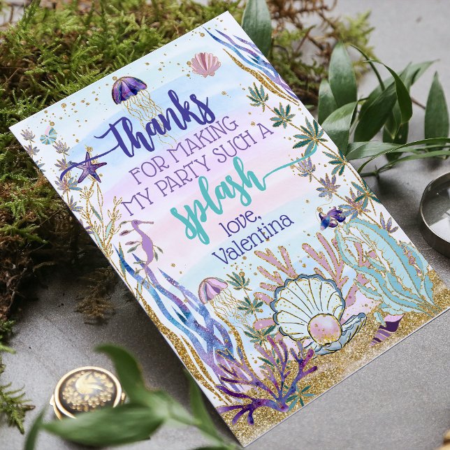 Underbara Under havet Födelsedagsfest manus Tack Kort (Skapare uppladdad)