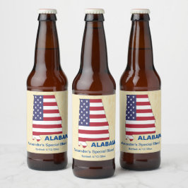 UNDERBARA USA ALABAMA STATE MONOGRAM ÖLFLASKA ETIKETT