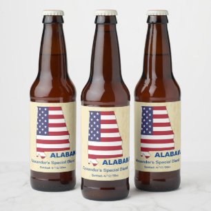 UNDERBARA USA ALABAMA STATE MONOGRAM ÖLFLASKA ETIKETT