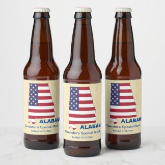 UNDERBARA USA ALABAMA STATE MONOGRAM ÖLFLASKA ETIKETT
