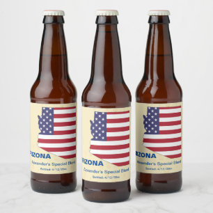 Underbara USA 🍺 Arizona State Monogram Ölflaska Etikett