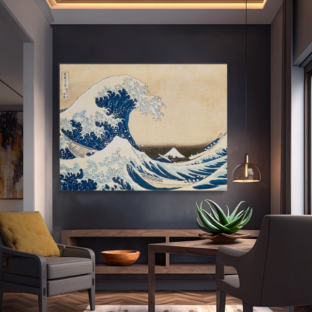 Underbara vågen av Kanagawa av Hokusai Canvastryck (Skapare uppladdad)