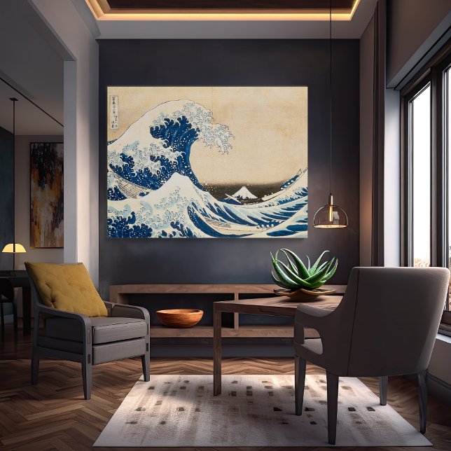 Underbara vågen av Kanagawa av Hokusai Canvastryck (Skapare uppladdad)