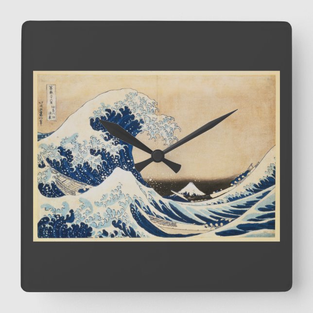 Underbara vågen av Kanagawa av Hokusai Fyrkantig Klocka (Framsida)