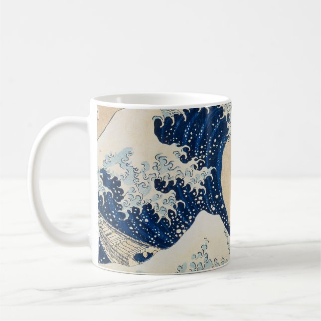 Underbara vågen av Kanagawa av Hokusai Kaffemugg (Vänster)
