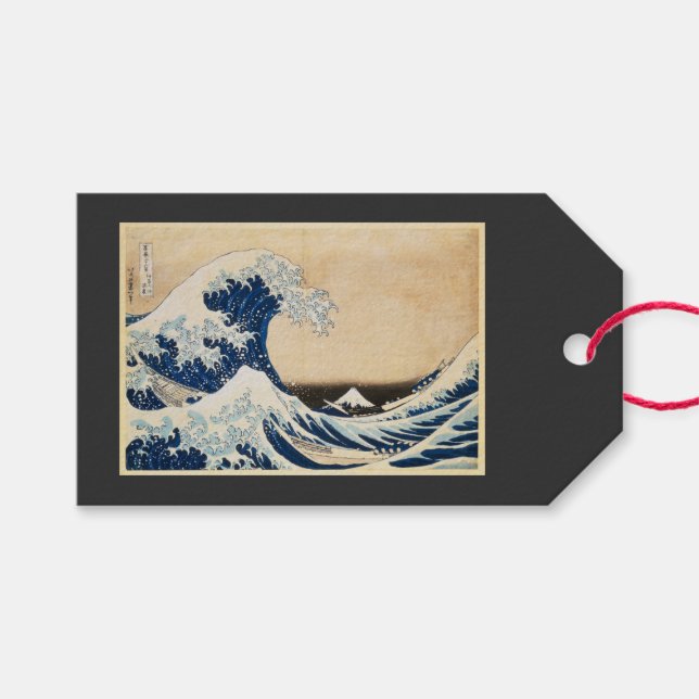 Underbara vågen av Kanagawa av Hokusai Presentetikett (Framsidan (Horisontell))