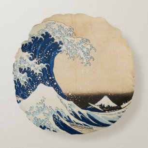 Underbara vågen av Kanagawa av Hokusai Rund Kudde