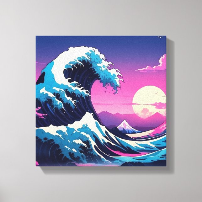 Underbara vågen - Katsushika Hokusai Canvastryck (Framsida)