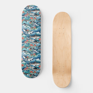 Underbara vitaktiga hajar vid kollision med Vinkar Mini Skateboard Bräda 18,5 Cm