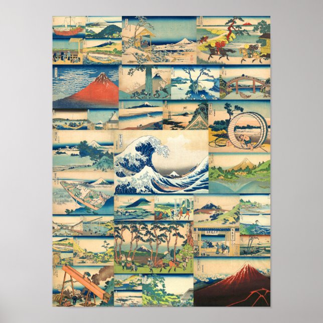 Underbara Wave Hokusai Mount Fuji Japanska utskrif Poster (Framsidan)
