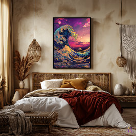 Underbara Wave-synthwave Cyberpunk-teckning Poster