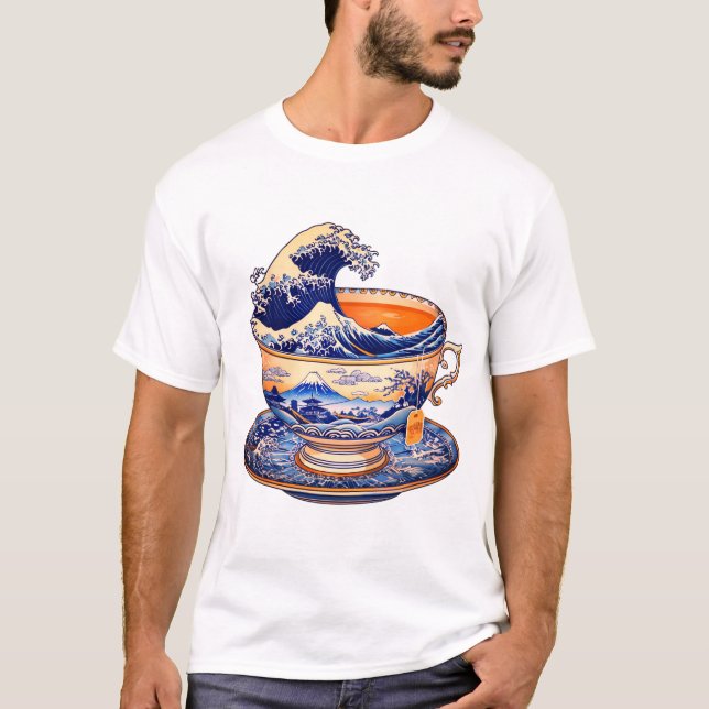 Underbara Wave Tea Kopp T Shirt (Framsida)