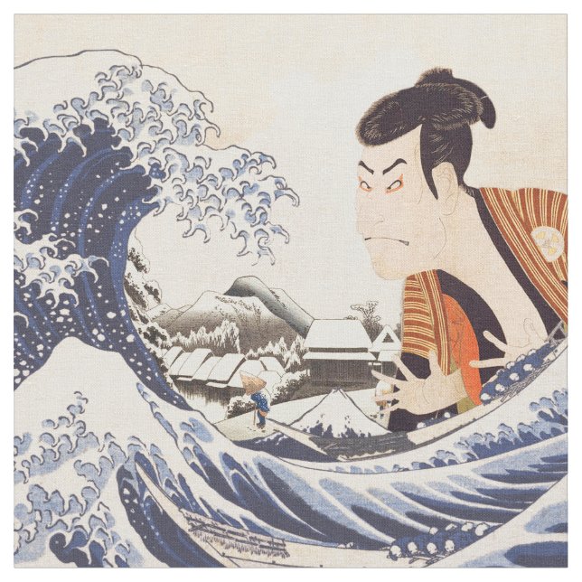 Underbara Wave Ukiyoe Collages Tyg (Närbild)