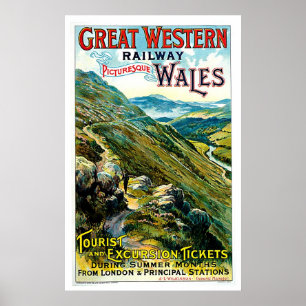 Underbara Westerna järnvägen Wales Vintage resor A Poster