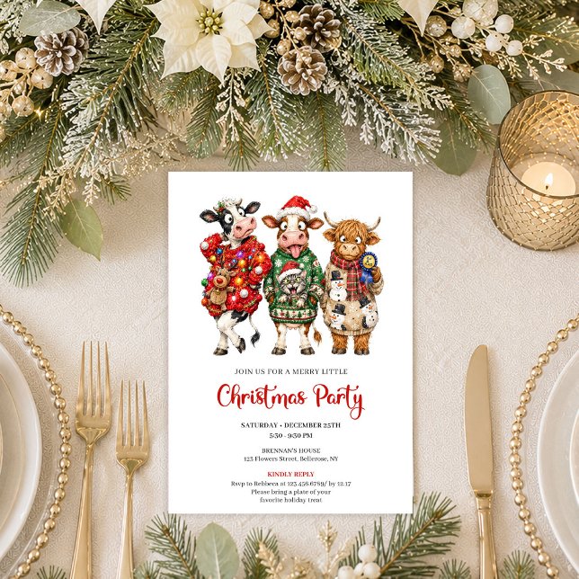 Underbara Whimsicaliska Djur Tecknad Julfest  Inbjudningar (Lovely Whimsical Animals Cartoon Christmas Party Invite

)