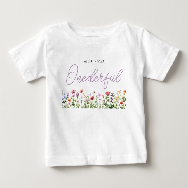 Underbara Wildflower fyller 1 år T Shirt (Framsida)