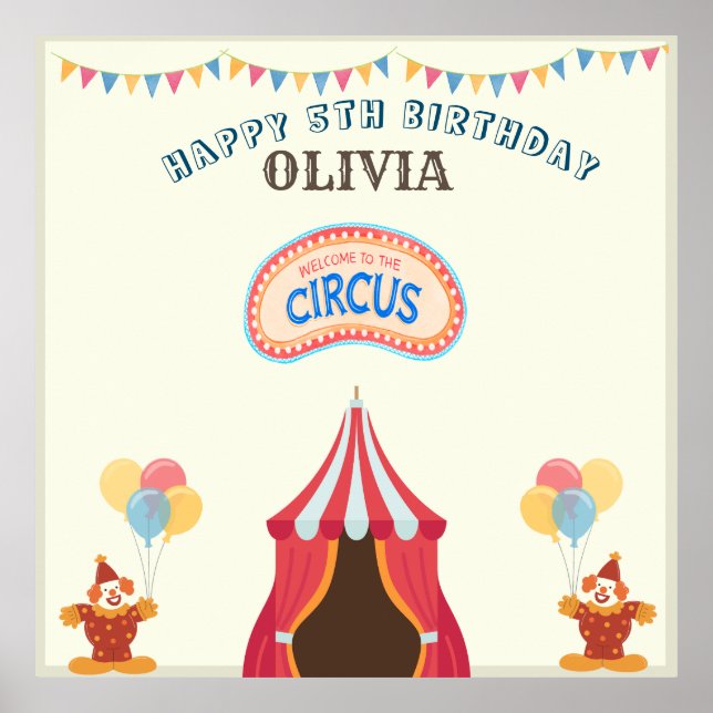 UNDERBARARE 5:E Födelsedagsfesten Circus-TEMA Poster (Framsidan)