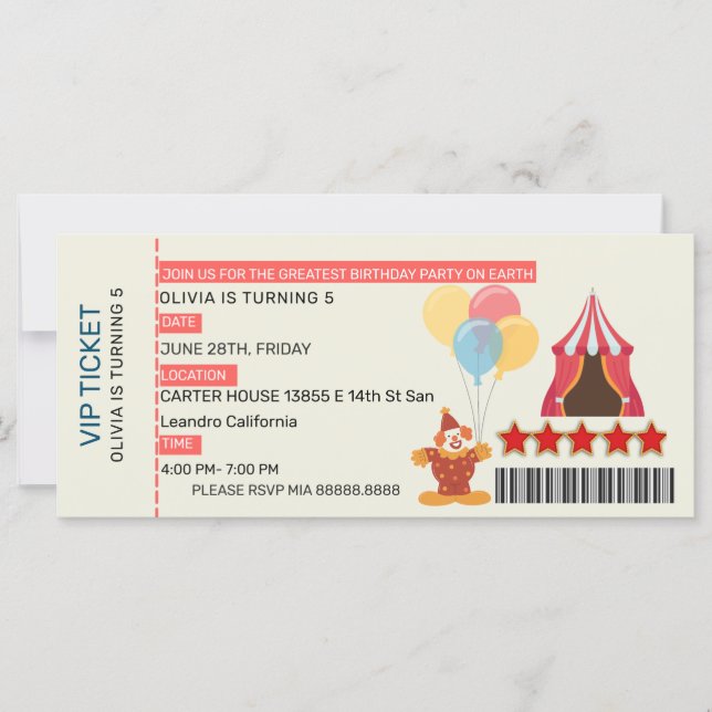 UNDERBARARE 5:E Födelsedagsfesten Circus-TEMA VIP- (Framsida)