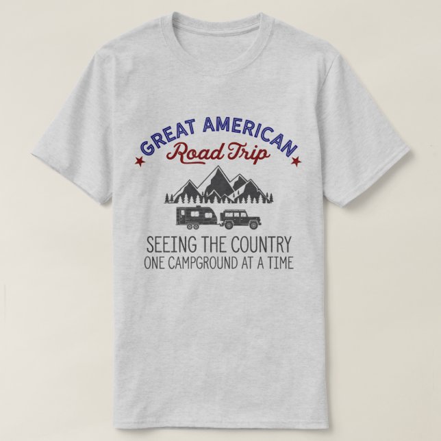 Underbarare American Road Resa T-shirt, RV Camping T Shirt (Design framsida)