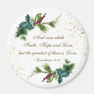Underbarare är Kärlek Bible Winter Evergreen jul Magnet